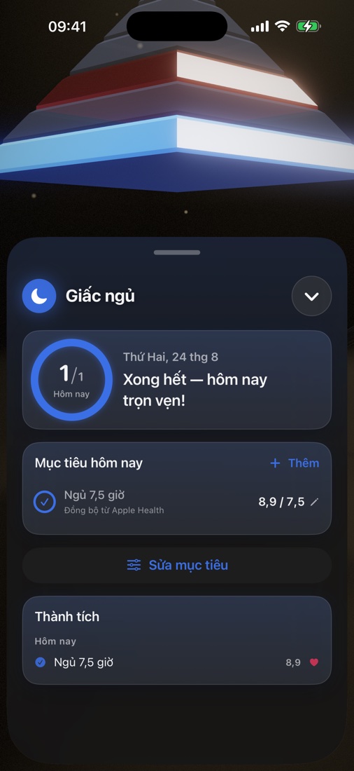 Bảng tầng Giấc ngủ với mục tiêu và thành tích hôm nay